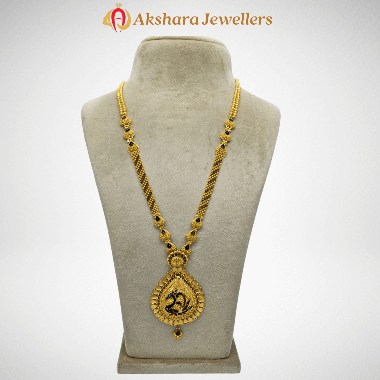 Long Necklace Gold Design, Akshara Jewellers, Sydney Akshara Jewellers