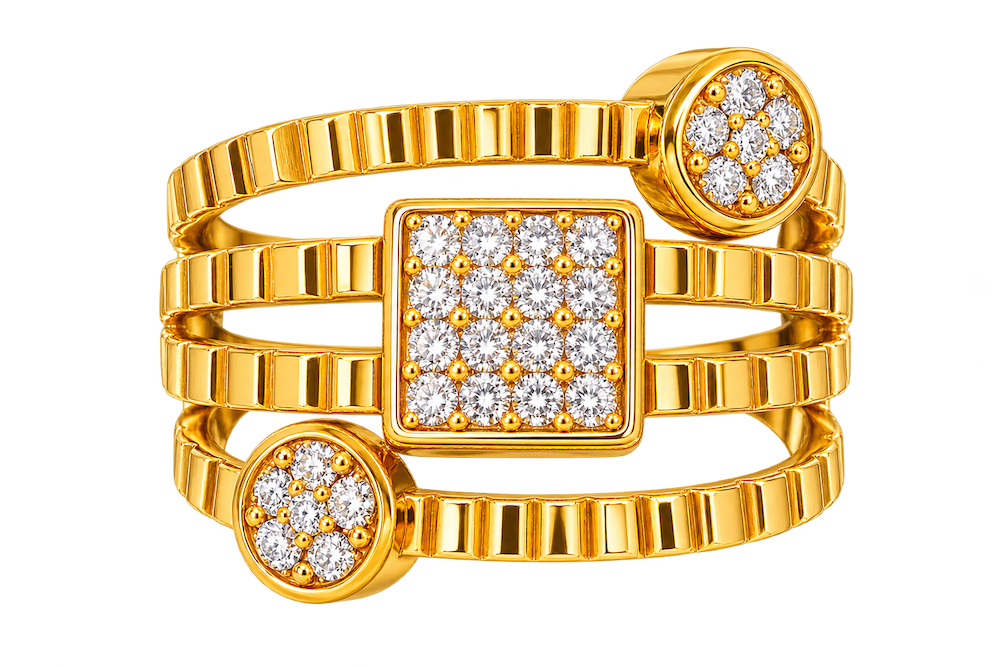 Luxurious Layered Gold Diamond Ring