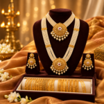 Traditional Indian bridal jewellery set with necklace earrings and bangles in Sydney
